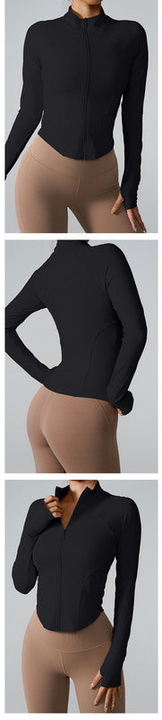 Seamless Zip-Up Long Sleeve Sports Top