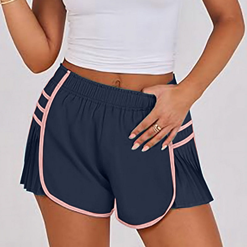 Modern Active High Waist Pleated Sports Shorts