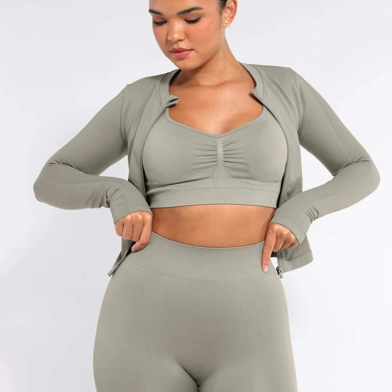 Seamless Full Zipper Running Top