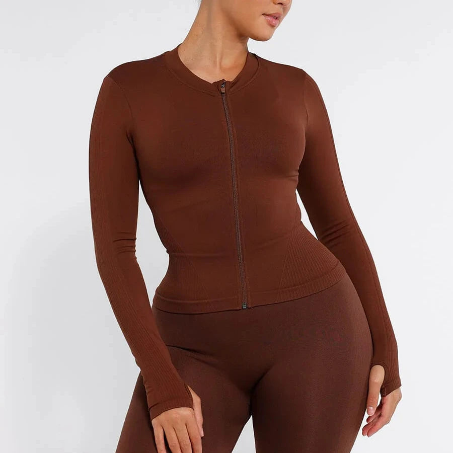 Seamless Full Zipper Running Top