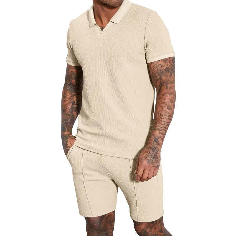 Modern Active Summer Sets: 2-Piece V Neck Shirt & Shorts