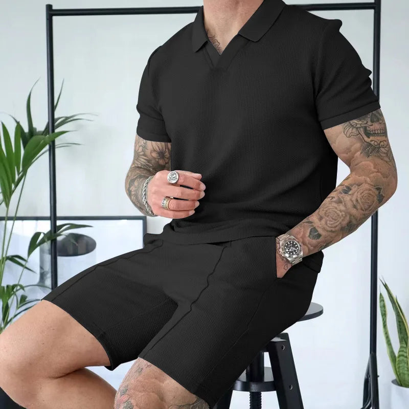 Modern Active Summer Sets: 2-Piece V Neck Shirt & Shorts