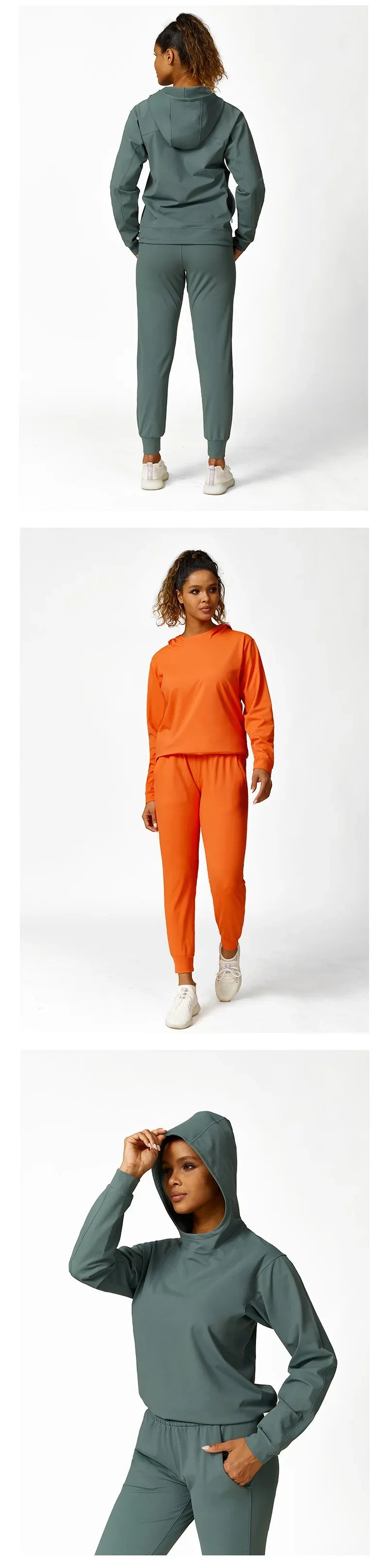 a woman in an orange jumpsuit poses for the camera