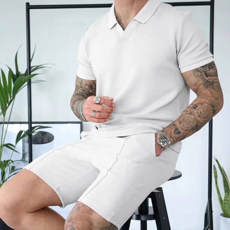 Modern Active Summer Sets: 2-Piece V Neck Shirt & Shorts