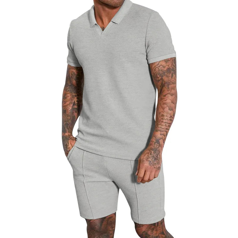 Modern Active Summer Sets: 2-Piece V Neck Shirt & Shorts