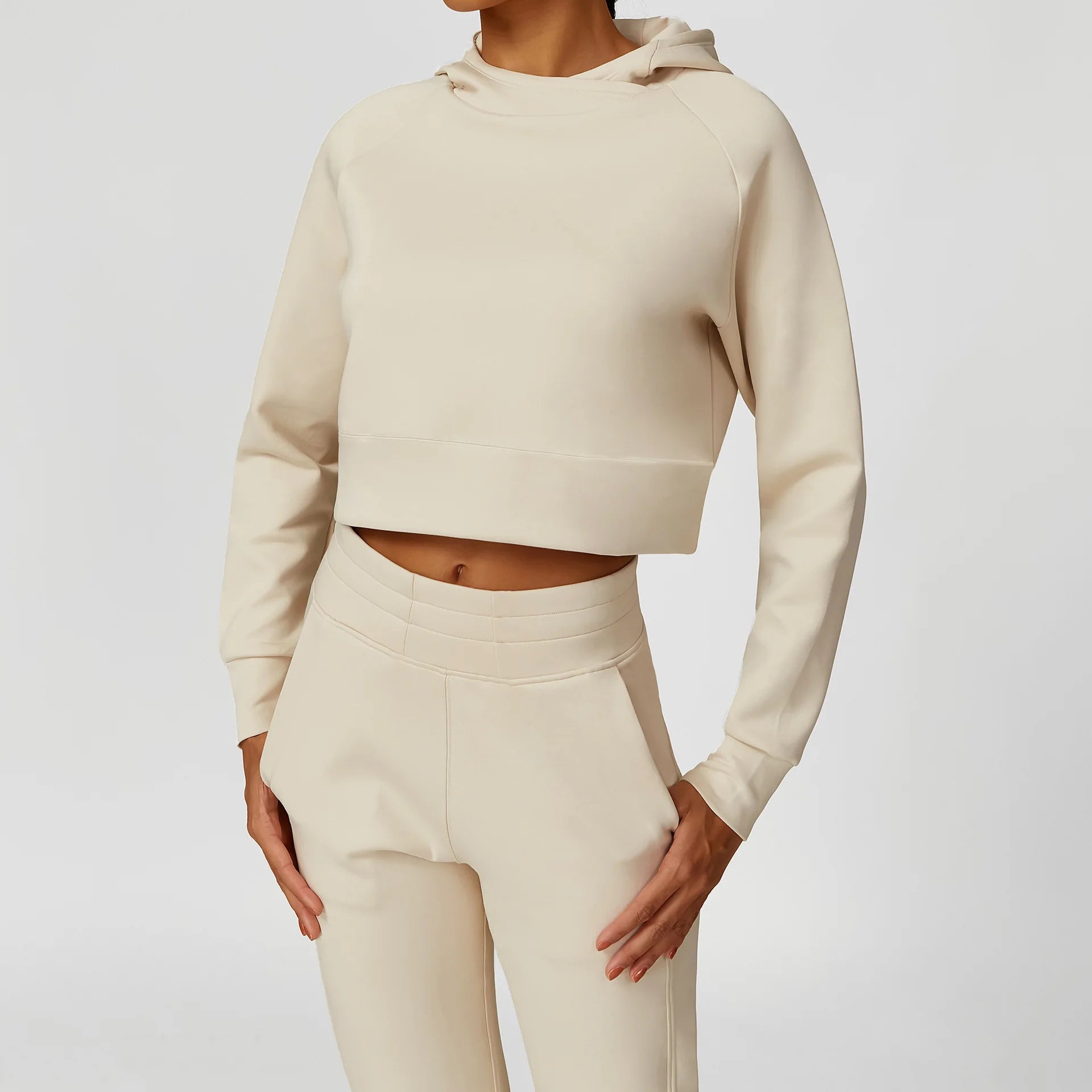 FlexEase Leisure Long Sleeve Crop Hoodie-Modern Active