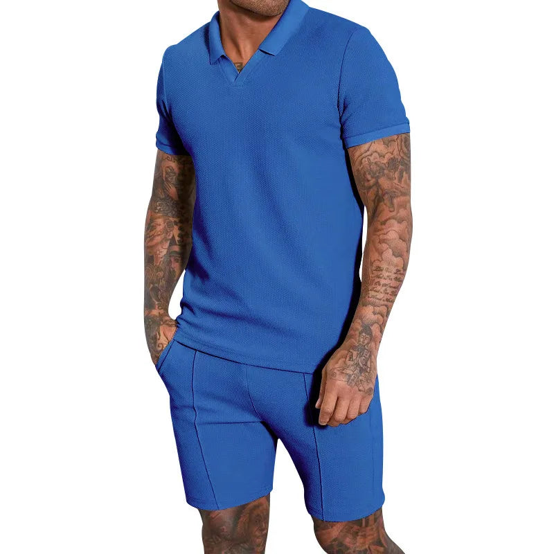 Modern Active Summer Sets: 2-Piece V Neck Shirt & Shorts