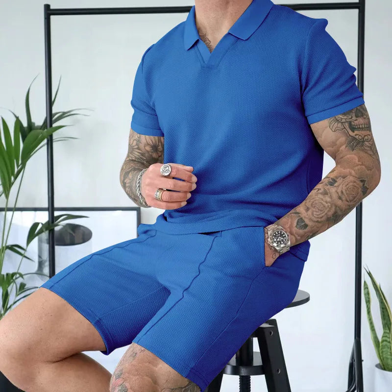 Modern Active Summer Sets: 2-Piece V Neck Shirt & Shorts