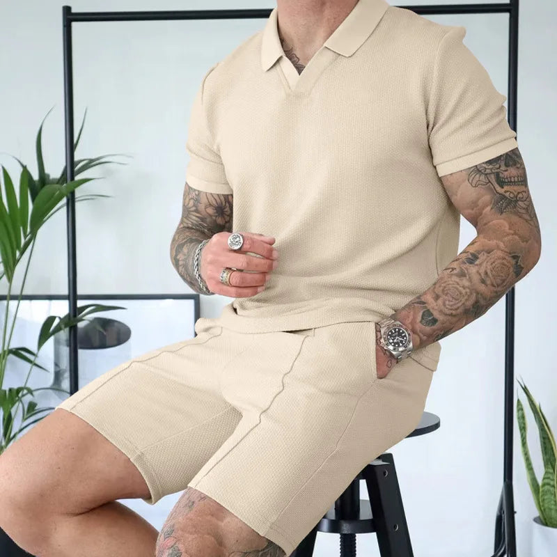 Modern Active Summer Sets: 2-Piece V Neck Shirt & Shorts