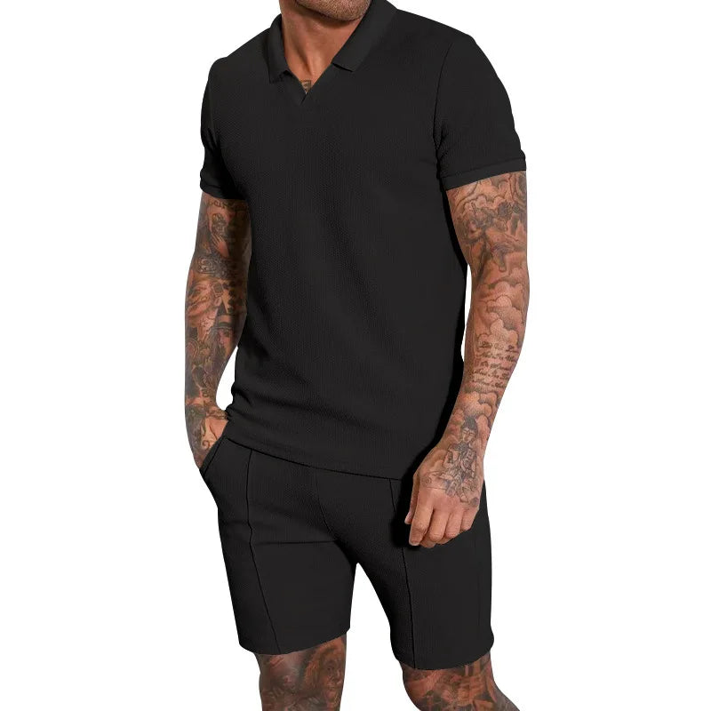 Modern Active Summer Sets: 2-Piece V Neck Shirt & Shorts