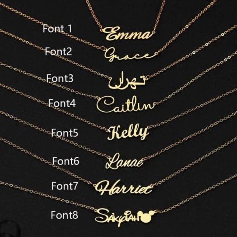 RadiantGold Signature Custom Name Personalized 10K 14K 18K Solid Yellow Gold Necklace-Modern Active