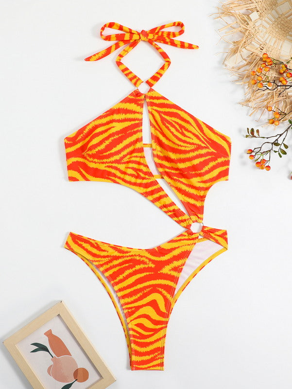 Sunkissed Allure: Fire One-Piece Bodysuit Bikini Set for Women - Summer's Finest Swimwear