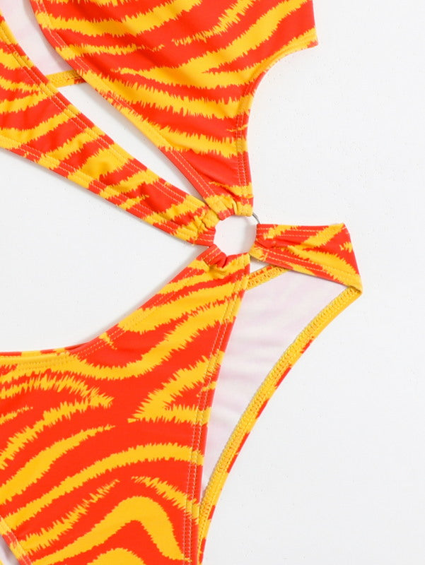 Sunkissed Allure: Fire One-Piece Bodysuit Bikini Set for Women - Summer's Finest Swimwear