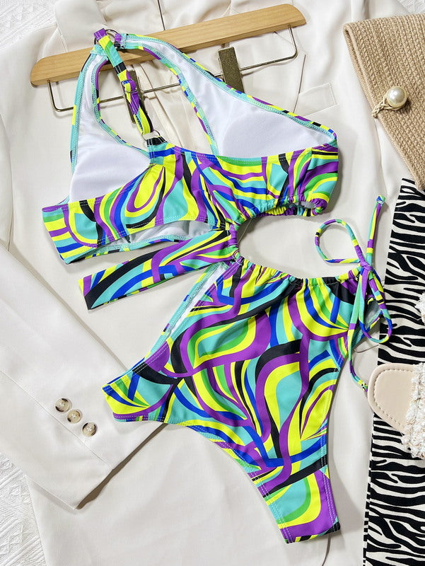 Sunkissed Allure: Neon One-Piece Bodysuit Bikini Set for Women - Summer's Finest Swimwear