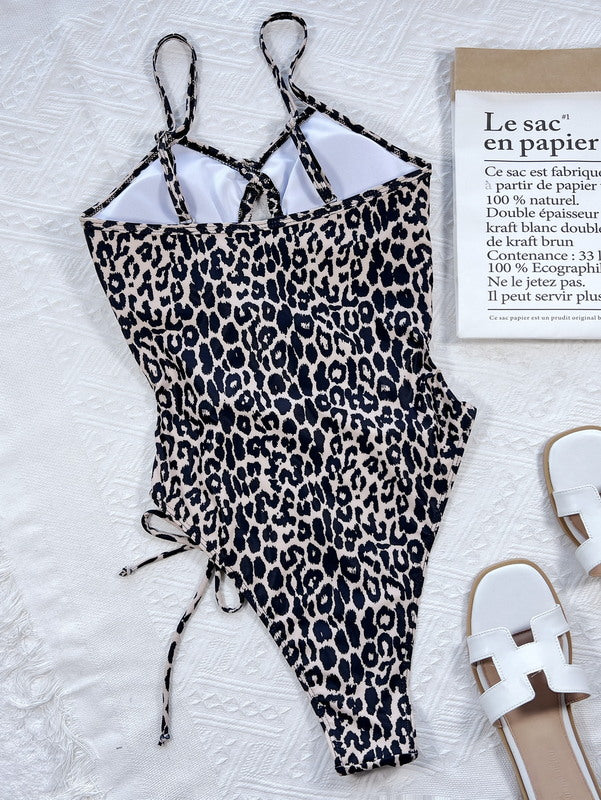 Sunkissed Allure: Leopard One-Piece Bodysuit Bikini Set for Women - Summer's Finest Swimwear