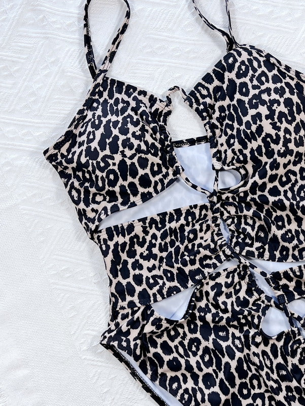 Sunkissed Allure: Leopard One-Piece Bodysuit Bikini Set for Women - Summer's Finest Swimwear