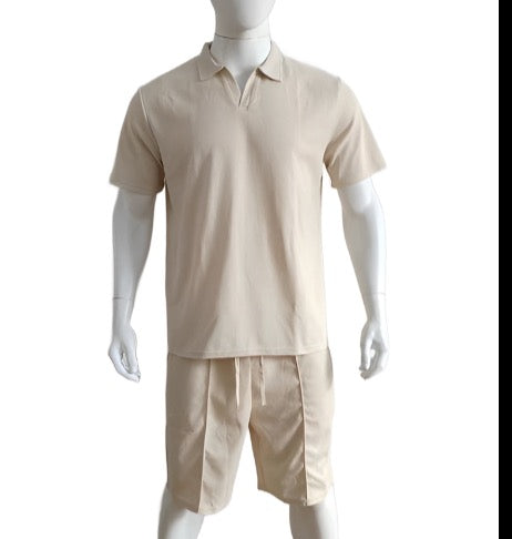 Modern Active Summer Sets: 2-Piece V Neck Shirt & Shorts