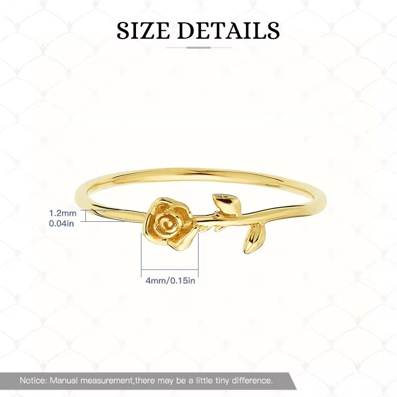 Modern Active 10K, 14K, 18K Solid Gold Rose Flower Ring