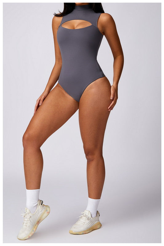 Modern Active  Solid Seamless Yoga One Piece Bodysuit - Backless Hollow Training Fitness Sports Bodysuit Thong