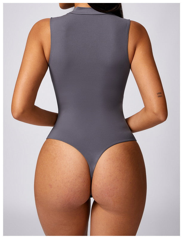 Modern Active  Solid Seamless Yoga One Piece Bodysuit - Backless Hollow Training Fitness Sports Bodysuit Thong