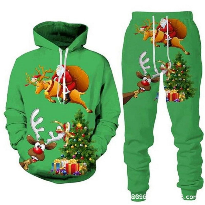 Modern Active Unisex Ugly Christmas Hooded Sweater and Pants Set