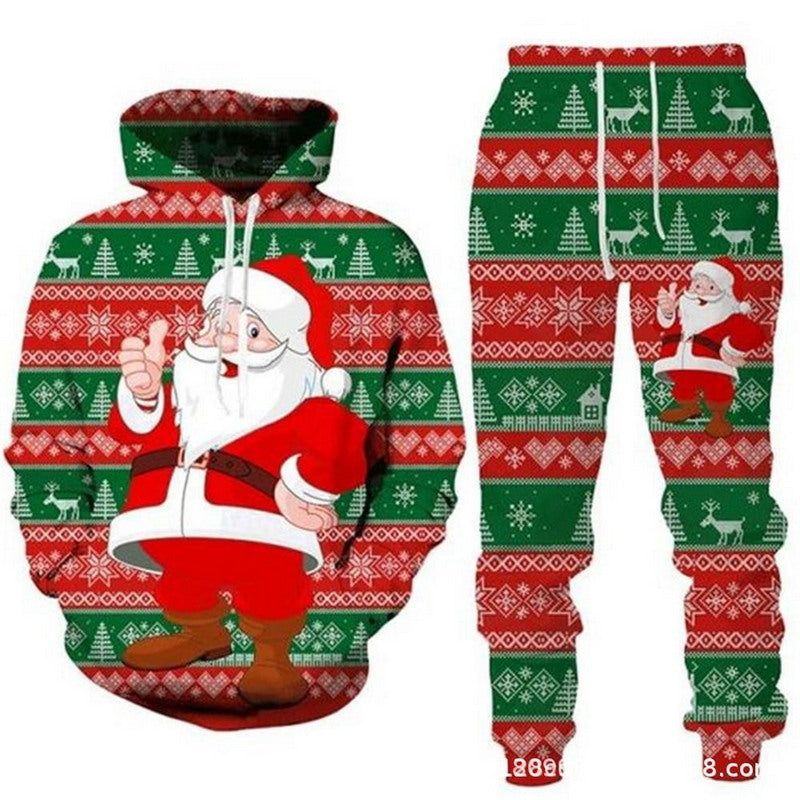 Modern Active Unisex Ugly Christmas Hooded Sweater and Pants Set