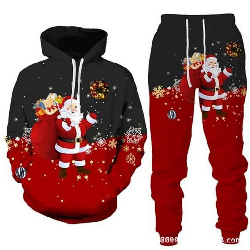 Modern Active Unisex Ugly Christmas Hooded Sweater and Pants Set