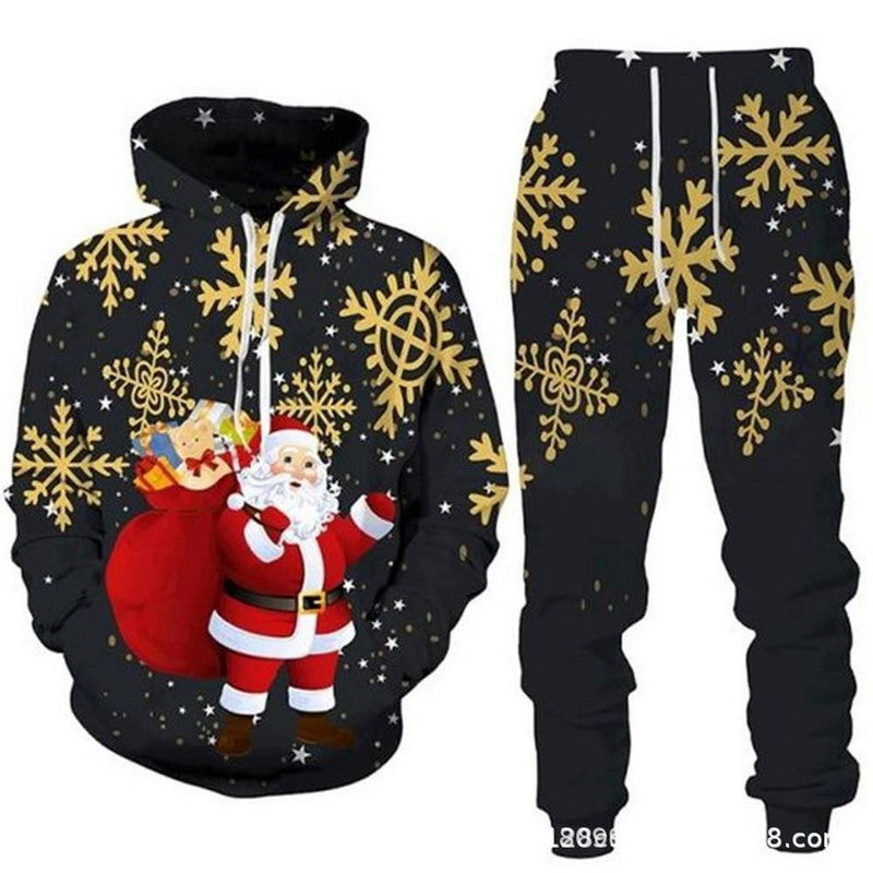 Modern Active Unisex Ugly Christmas Hooded Sweater and Pants Set