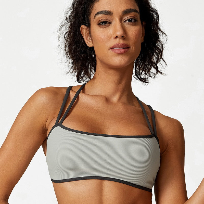 High-Impact Soft Compression Ribbed Running Bra