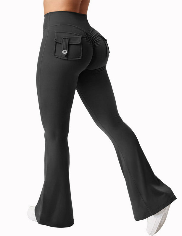 High-Waisted Flare Leggings with Back Pocket