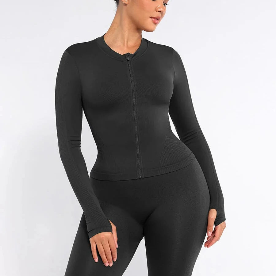 Seamless Full Zipper Running Top