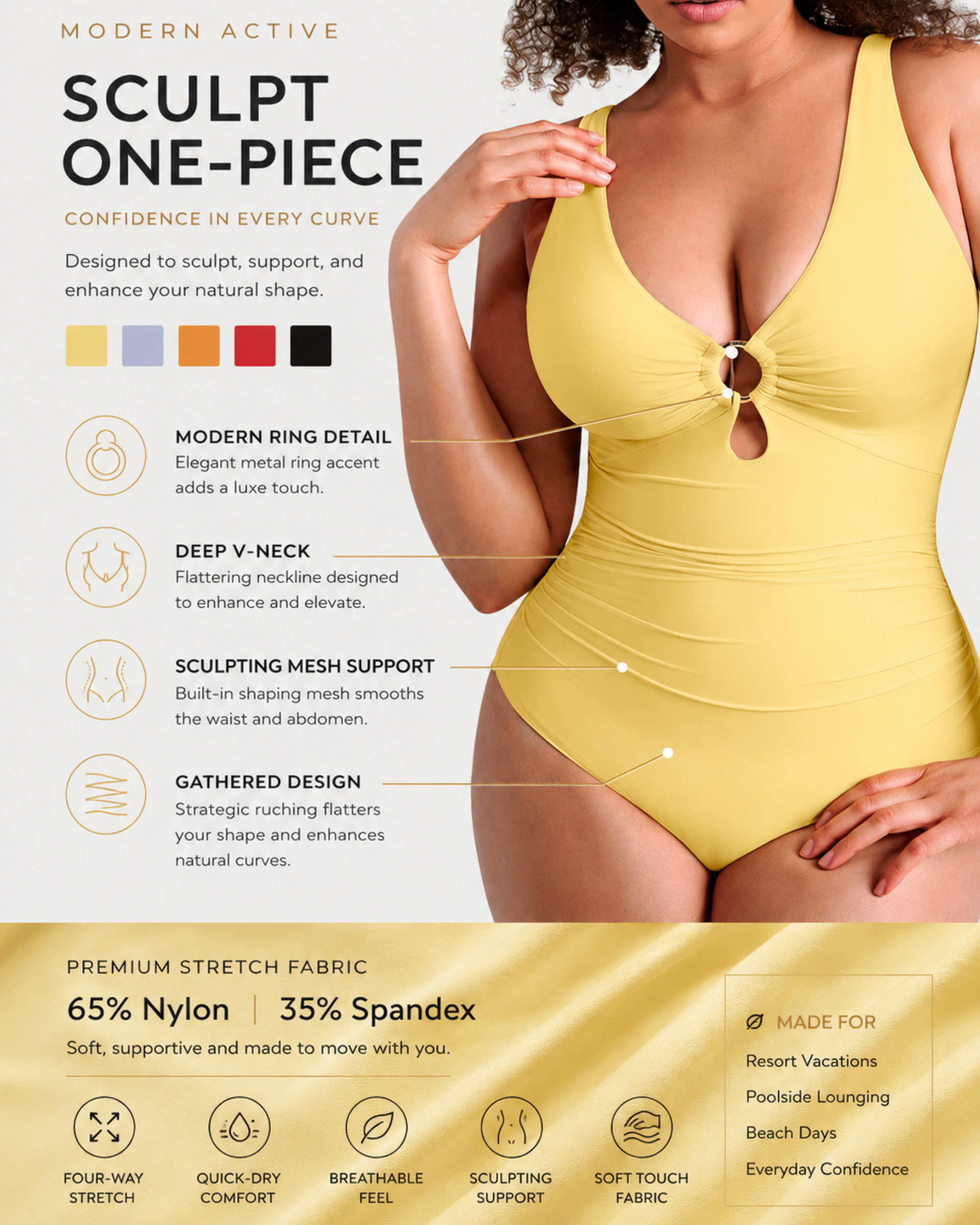 Modern Active Sculpt Ring One-Piece Swimsuit