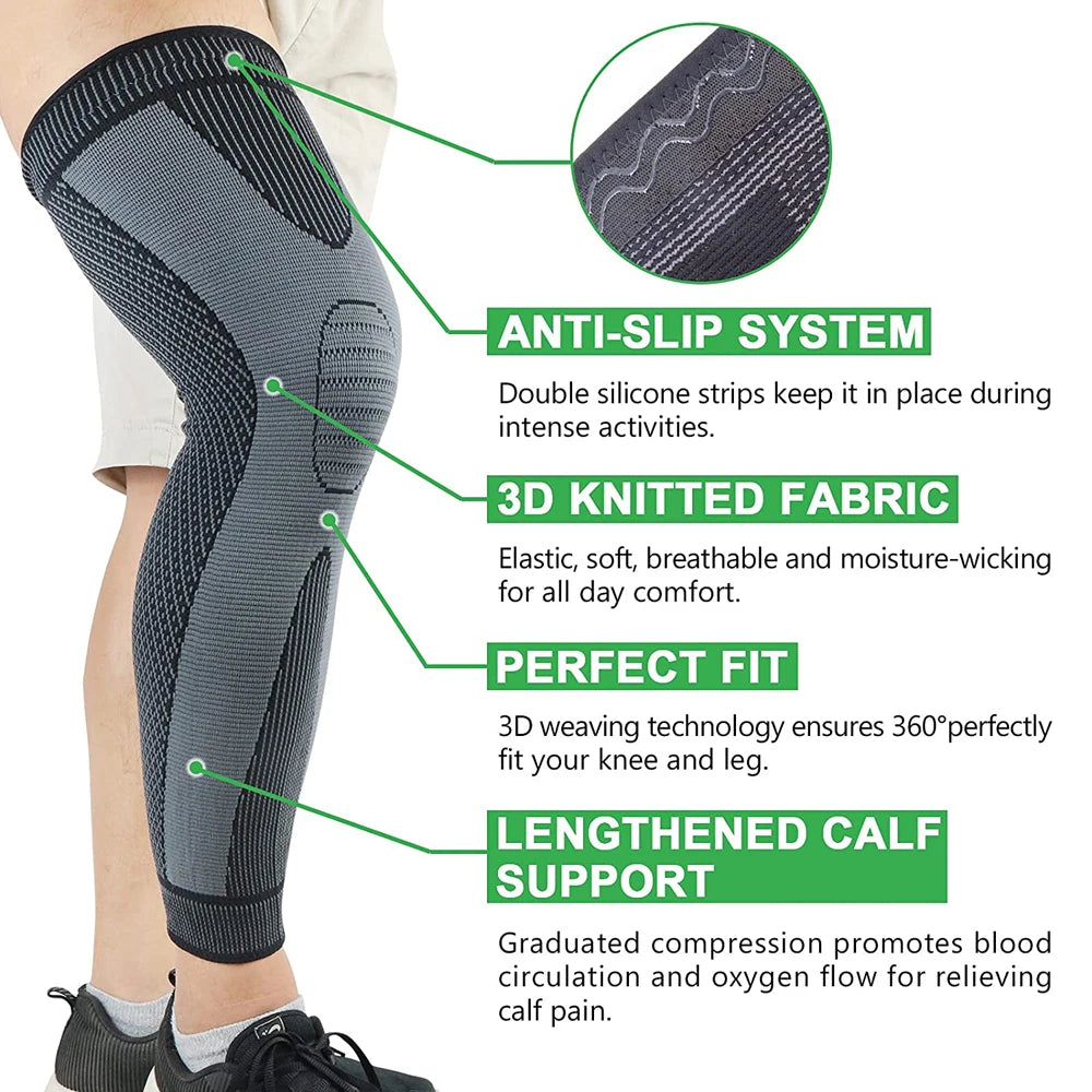 Modern Active 2 PC Full Leg Compression Sleeves - Support Braces for Weightlifting, Arthritis & More