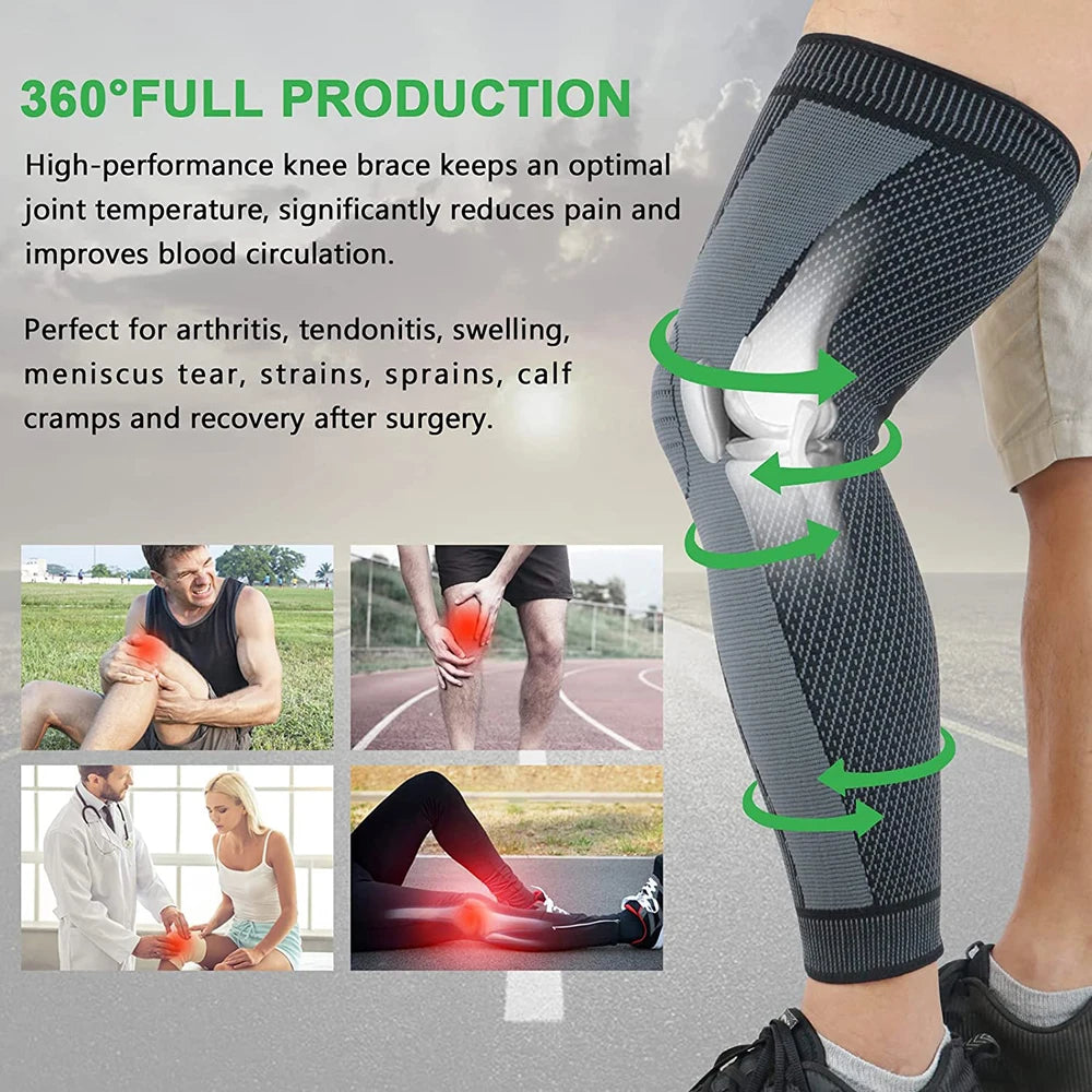 Modern Active 1 Pair Full Leg Compression Sleeves - Support Braces for Weightlifting, Arthritis & More
