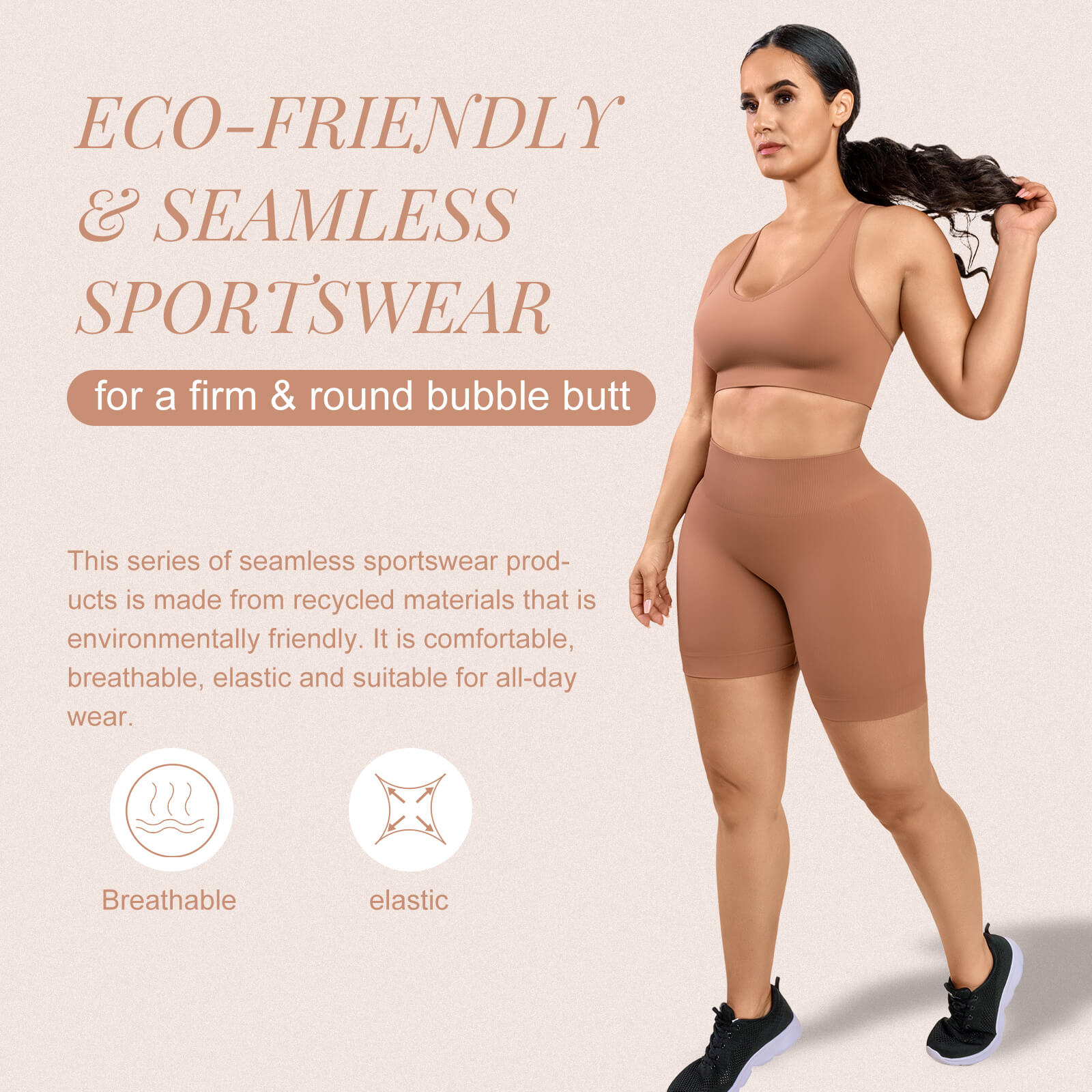 🌿Eco-friendly Sexy V Neck Seamless Sportswear Biker Shorts Set