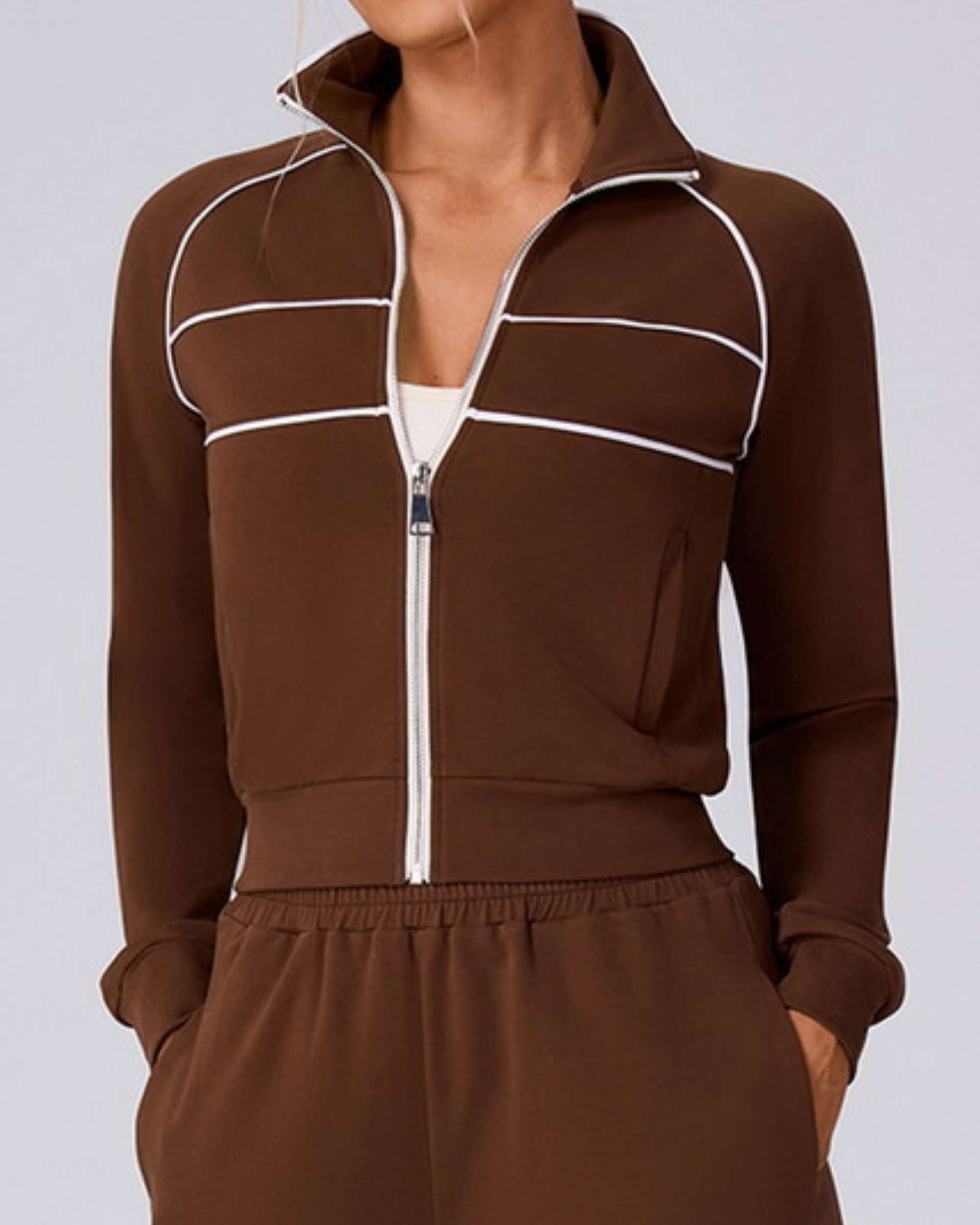 Modern Active Contrast Zip Lounge Set
