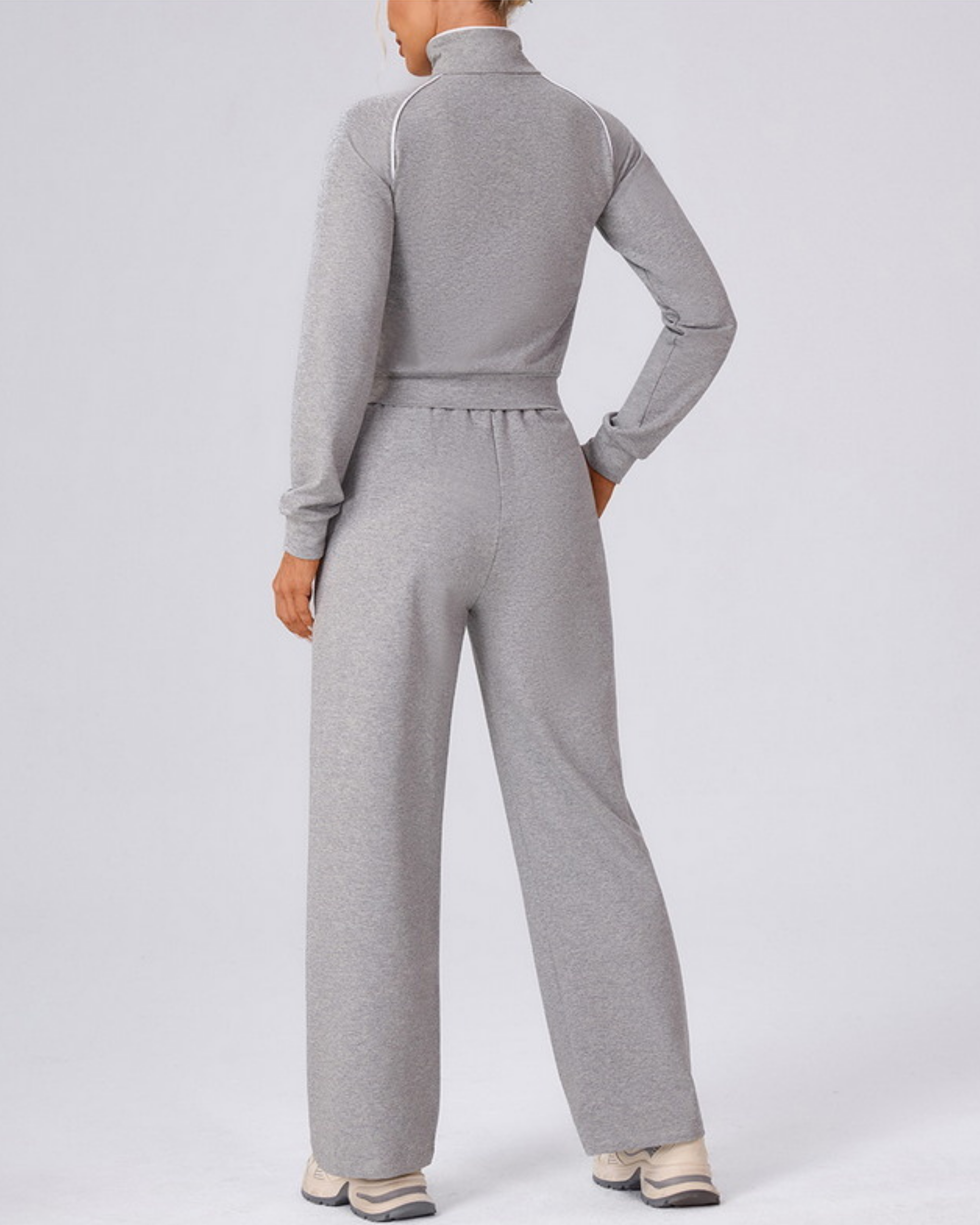 Modern Active Contrast Zip Lounge Set