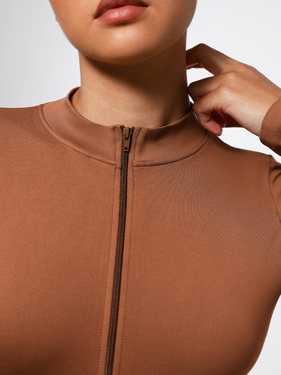 SculptSleeve Long-Sleeve Zip Thong Bodysuit