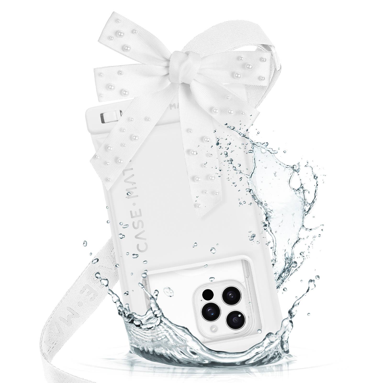 Ivory Pearl Bow Waterproof Floating Pouch