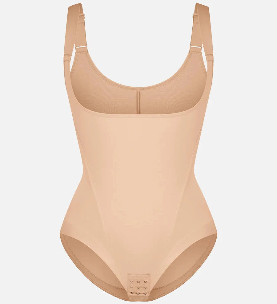 Beige bodysuit on a light gray background