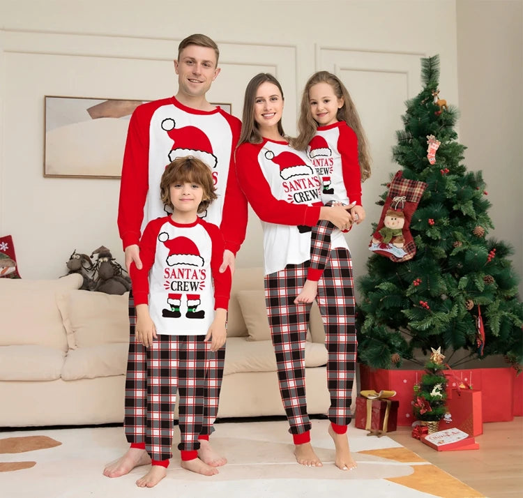 FestiveWear Family Christmas Set Pajamas Letters Cartoon Plaid Two Piece-Modern Active