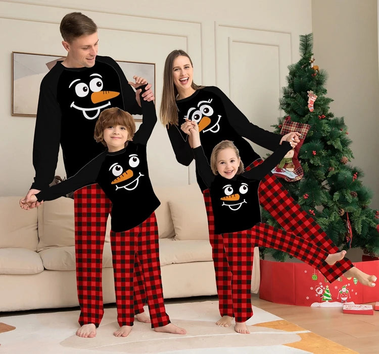 FestiveWear Family Christmas Set Pajamas Letters Cartoon Plaid Two Piece-Modern Active