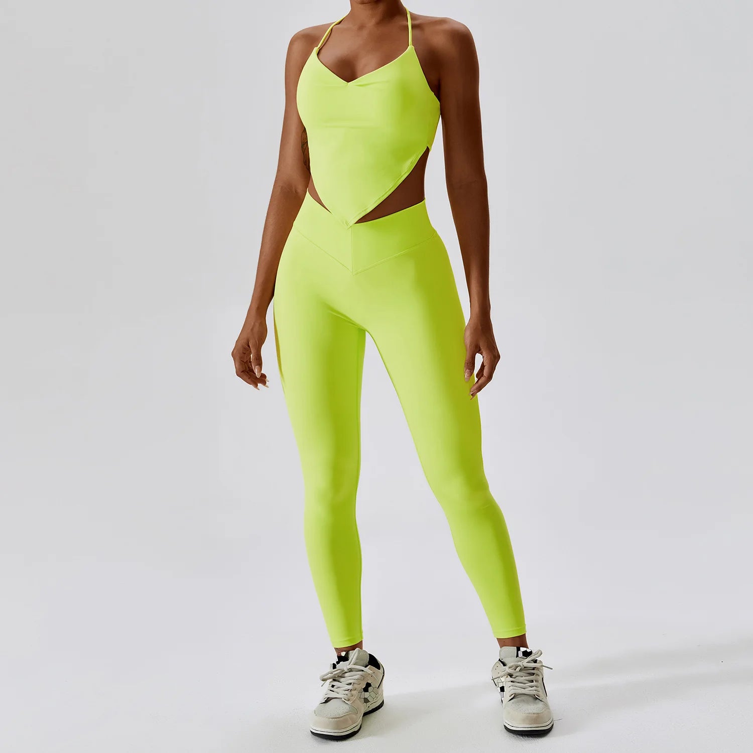 High Waist Chic: Two-Piece Activewear Vest Leggings Set-Modern Active