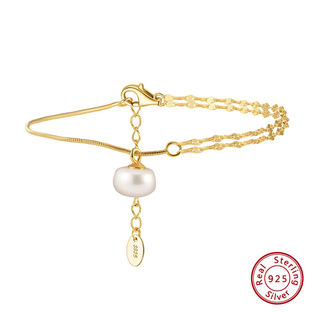 Gold Tiny Pearl Bracelet 14K Gold Plated 925 Sterling Silver Freshwater Cultured Pearls Bracelets-Modern Active