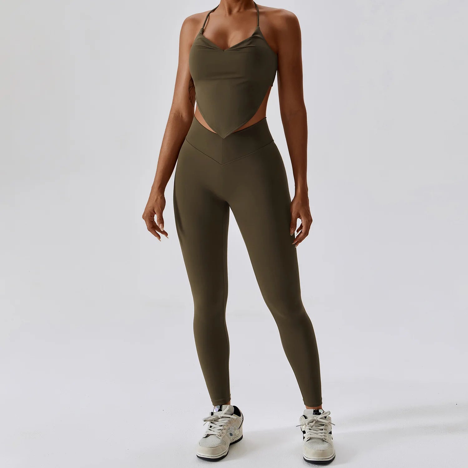 High Waist Chic: Two-Piece Activewear Vest Leggings Set-Modern Active