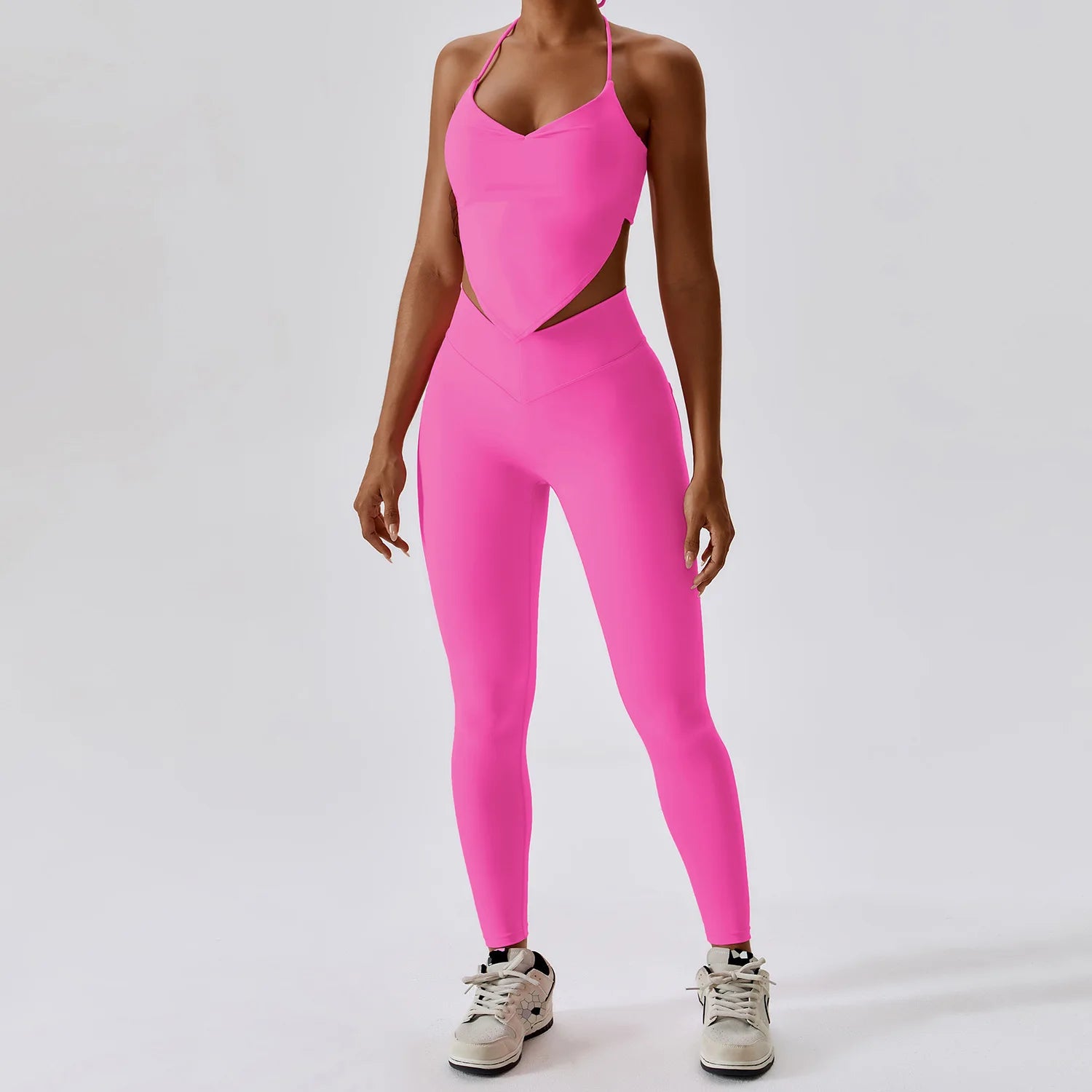 High Waist Chic: Two-Piece Activewear Vest Leggings Set-Modern Active