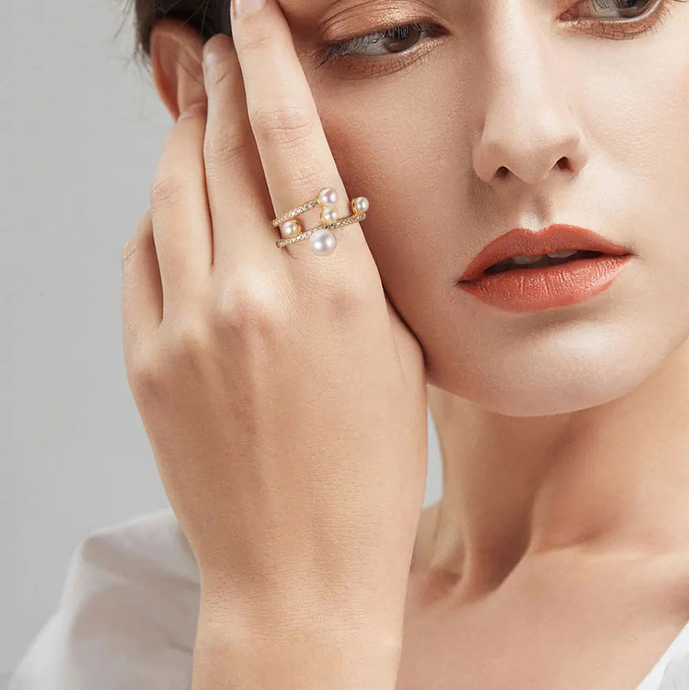 Elegant Fusion Pearl Stack Ring-Modern Active