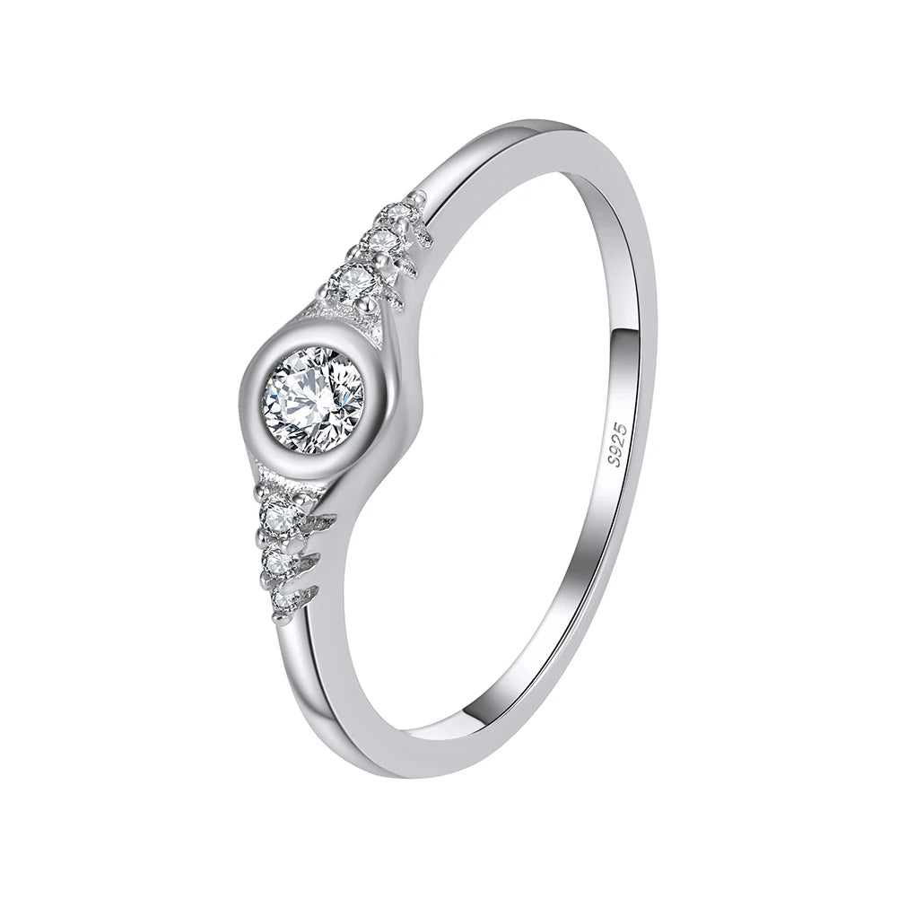 LuxeAura White CZ Stackable Ring-Modern Active