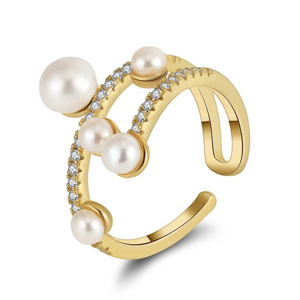 Elegant Fusion Pearl Stack Ring-Modern Active